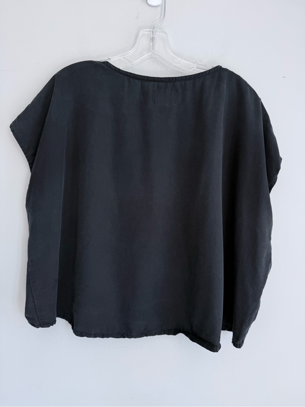 OFF ON Black Tencel Oversize Cropped Blouse Boxy Boat Neck Top XXS/XS Offon - Picture 10 of 15
